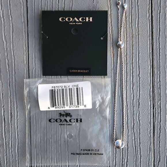 COACH ADJUSTABLE SLIDER BRACELET MSRP $78 NEW silver - Picture 13 of 16